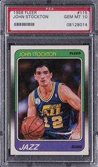1988 Fleer #115 John Stockton Rookie Card - PSA GEM MT 10